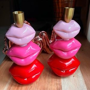 NWT Rachel Zoe Lips set of 2 Candle Holders